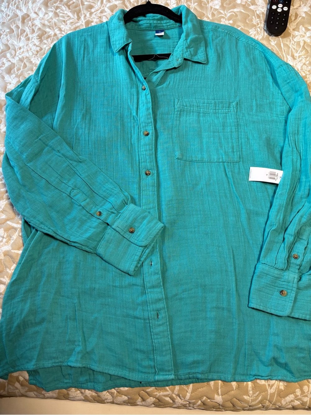 Old Navy Teal Button-Down Long-Sleeve Shirt